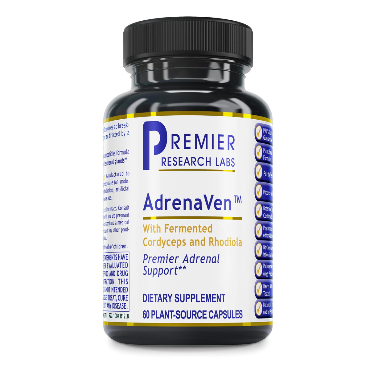 Premier Research Labs AdrenaVen bottle with capsules for daily adrenal support.