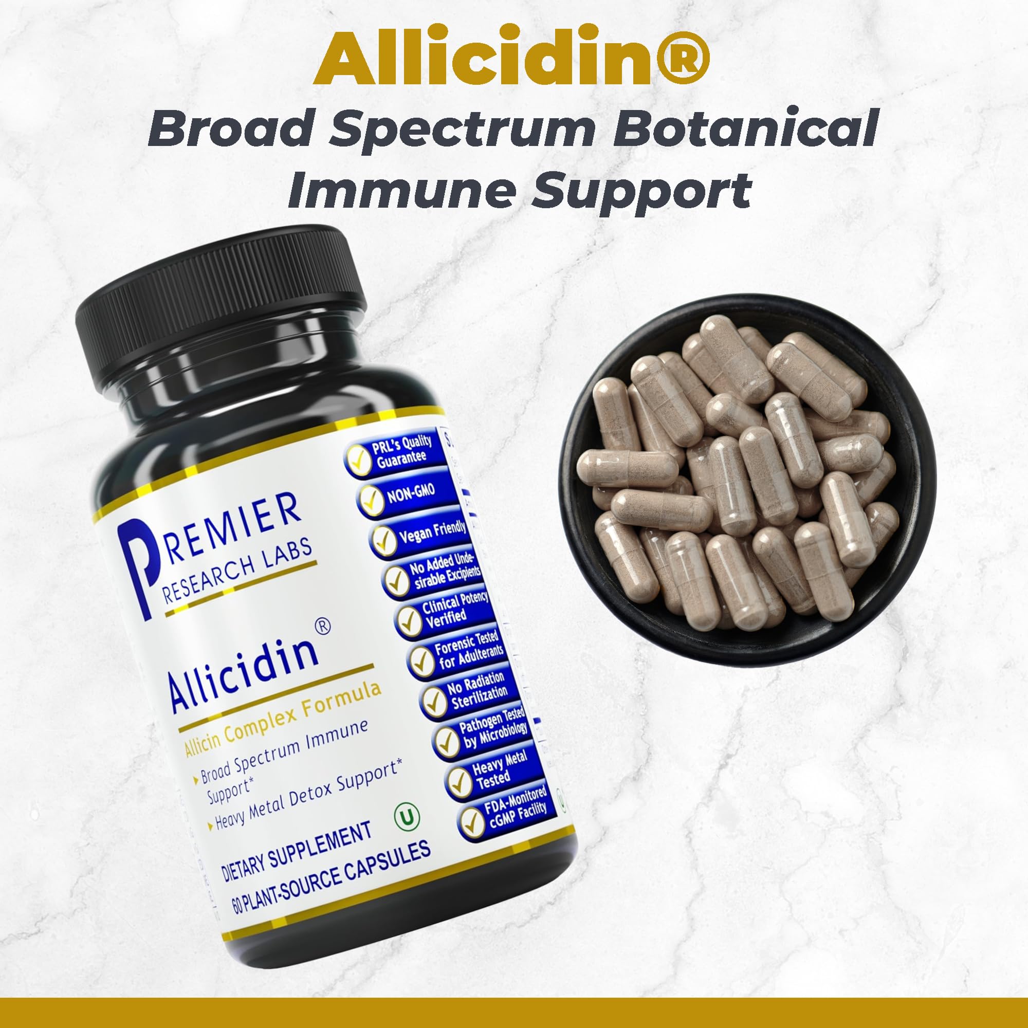 Allicidin ingredients close-up highlights allicin-rich garlic extract and wild bear garlic