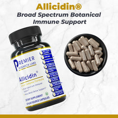 Allicidin ingredients close-up highlights allicin-rich garlic extract and wild bear garlic