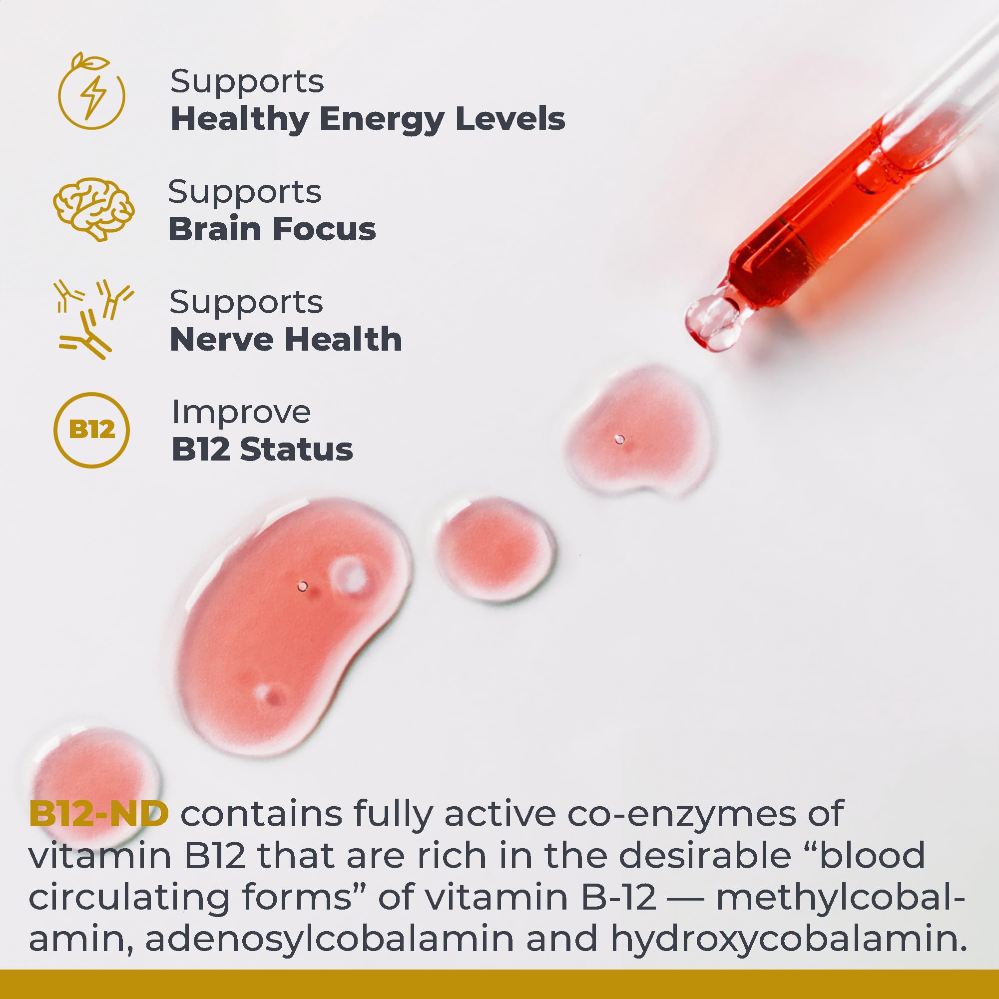 Premier Research Labs B12-ND glass bottle emphasizing high-potency liquid dosage.