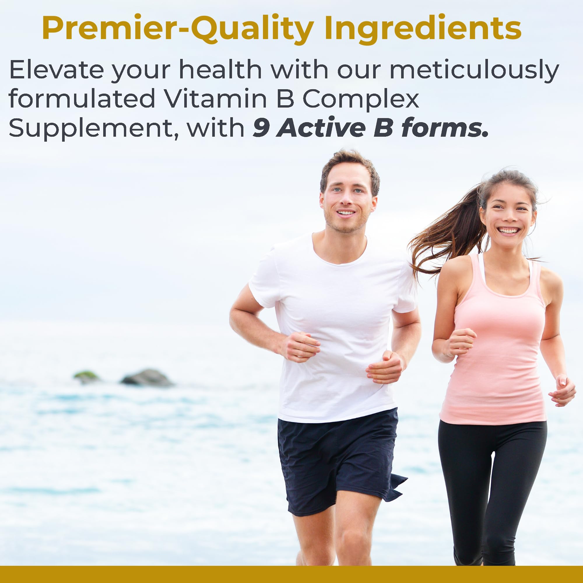 Capsules pouring from Premier Research Labs Complete B bottle for daily use