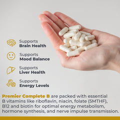Ingredient panel close-up displaying nine active B forms for energy metabolism