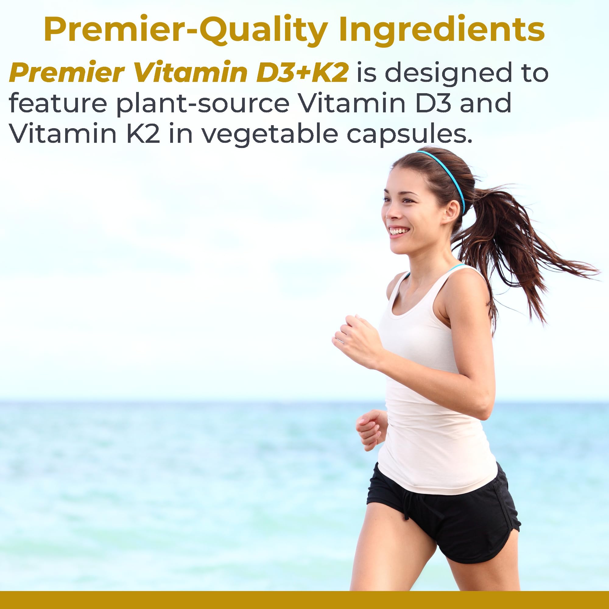 Premier Research Labs D3 K2 label close-up emphasizes quality and purity.