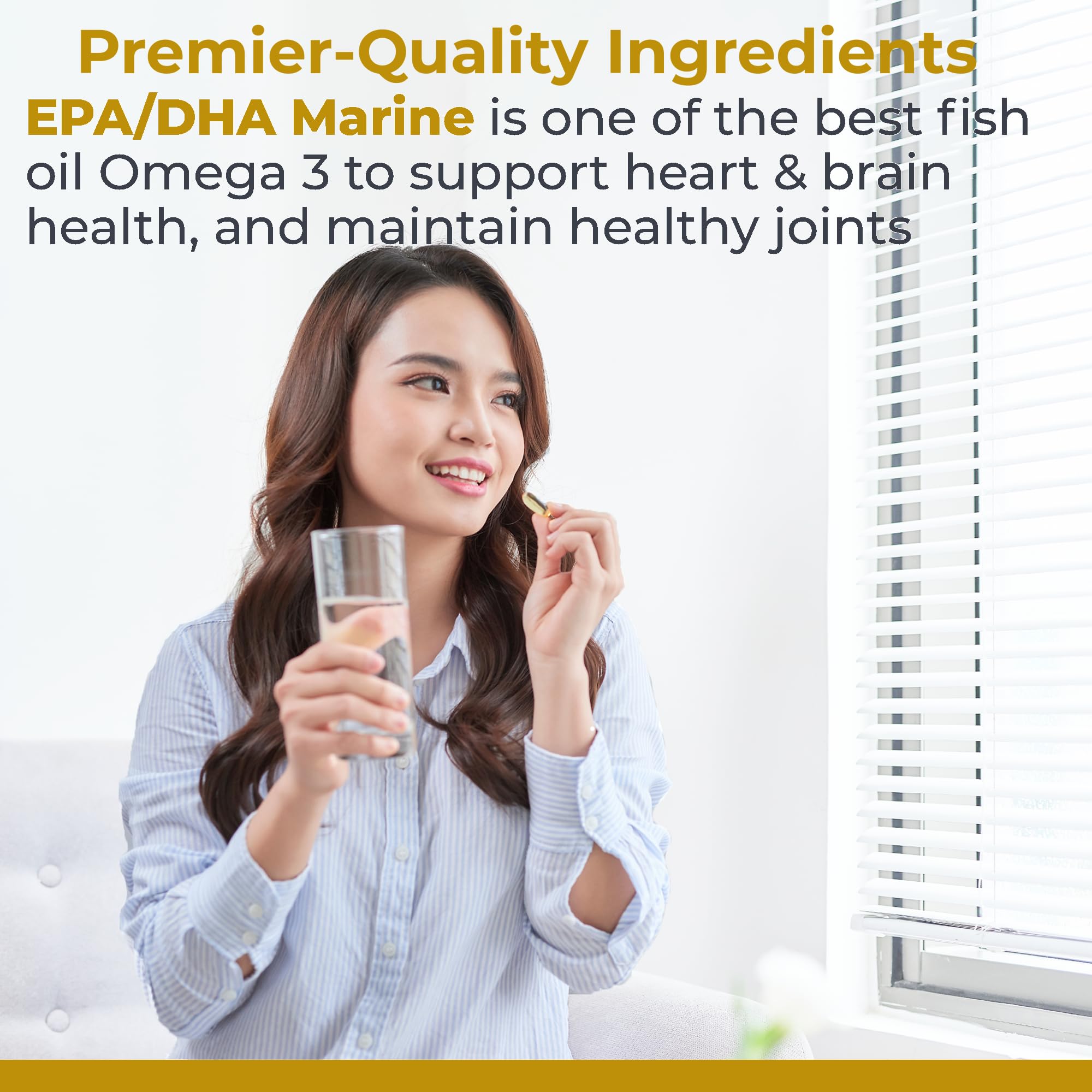 Pouring Premier Research Labs EPA DHA softgels from bottle for daily use