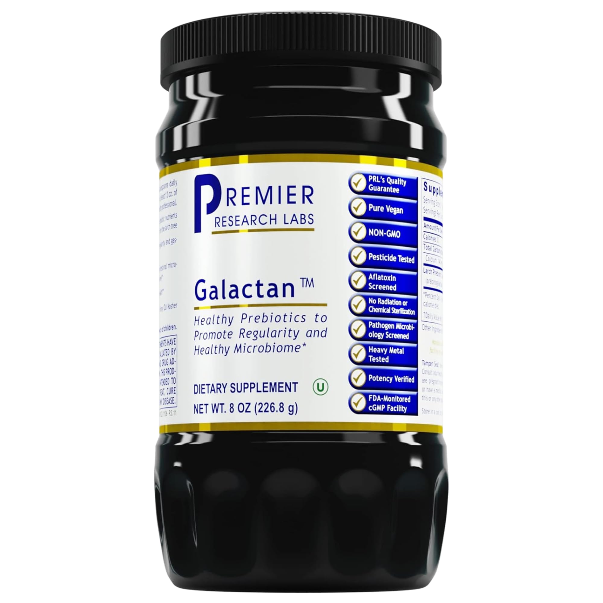 Premier Research Labs Galactan bottle on shelf for convenient daily prebiotic support.