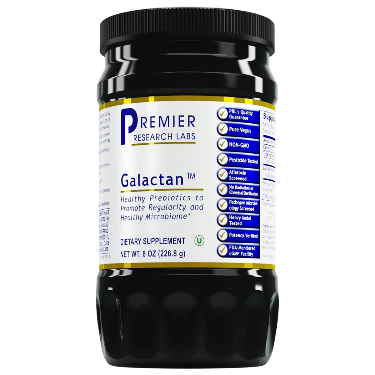 Premier Research Labs Galactan bottle on shelf for convenient daily prebiotic support.
