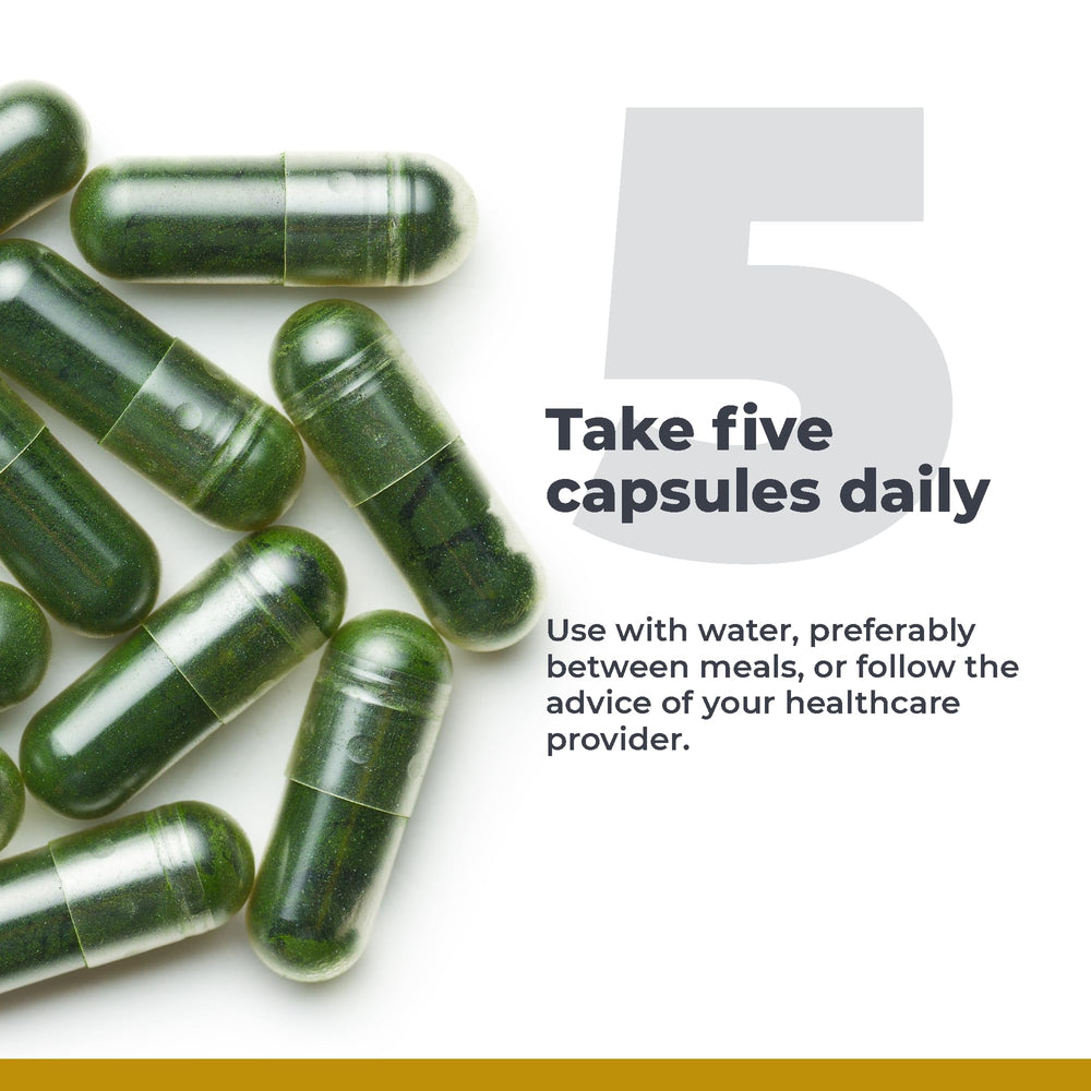 Premier Research Labs Greens Capsules with kale and chlorella; leafy greens for daily nutrition.