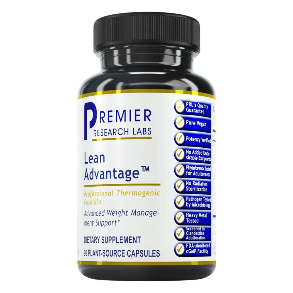 Premier Research Labs Lean Advantage bottle showing capsules for daily weight management support