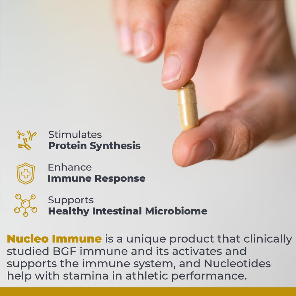 Premier Research Labs Nucleo Immune reishi-yeast-glucan capsules for immune vitality.