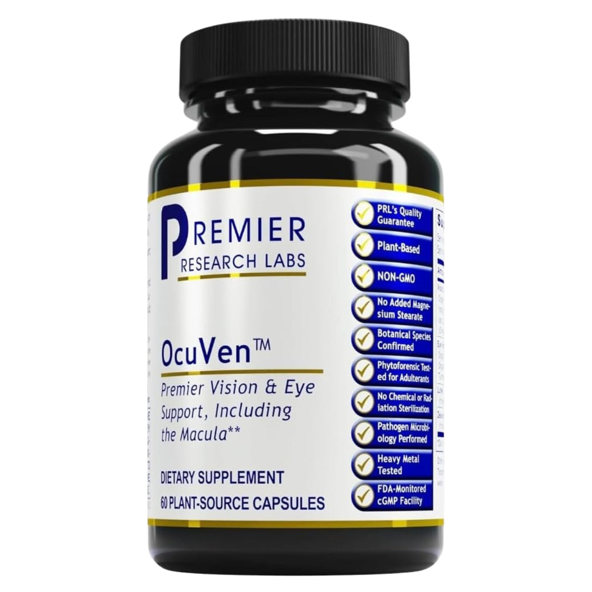 Premier Research Labs OcuVen bottle label with dosage for eye health.