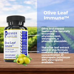 Premier Research Labs Olive Leaf Immune capsules close-up for daily immune support