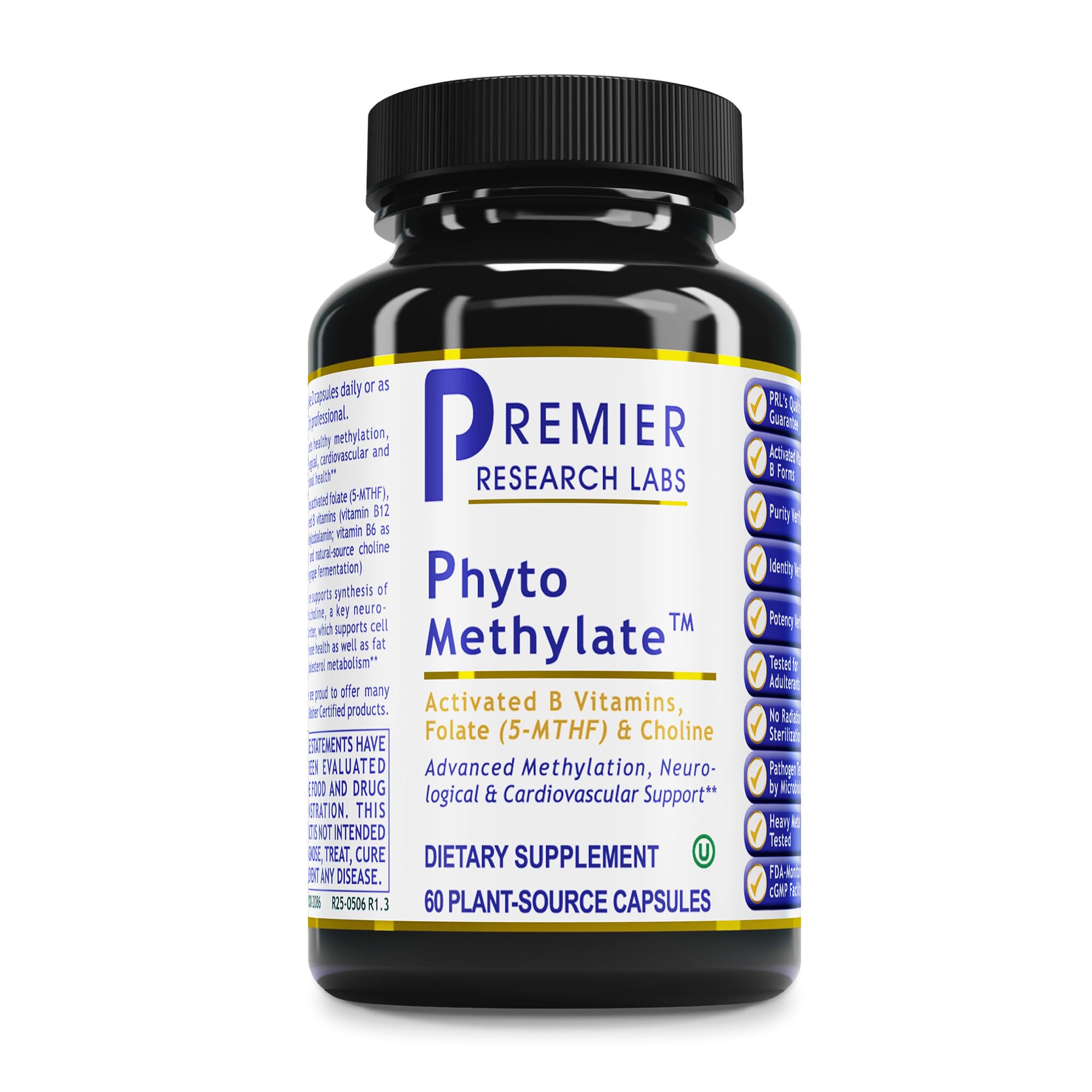 Premier Research Labs Phyto Methylate bottle front, methylated B vitamin formula for daily support.