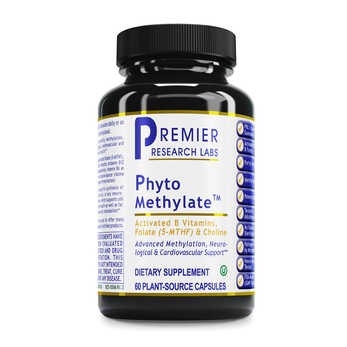 Premier Research Labs Phyto Methylate bottle front, methylated B vitamin formula for daily support.