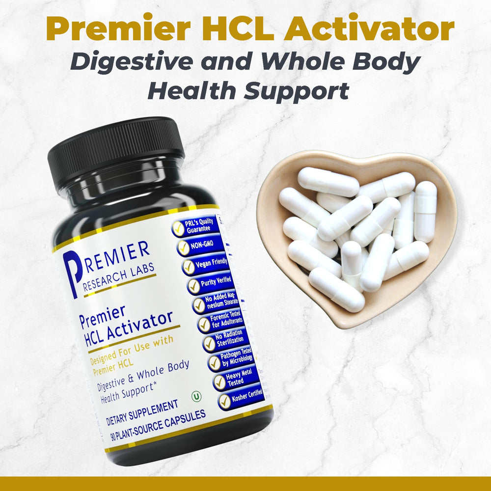 Premier HCL Activator pour image shows convenient after-meal use for smoother digestion.