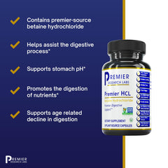 Premier HCL bottle front view emphasizes vegetarian capsule format