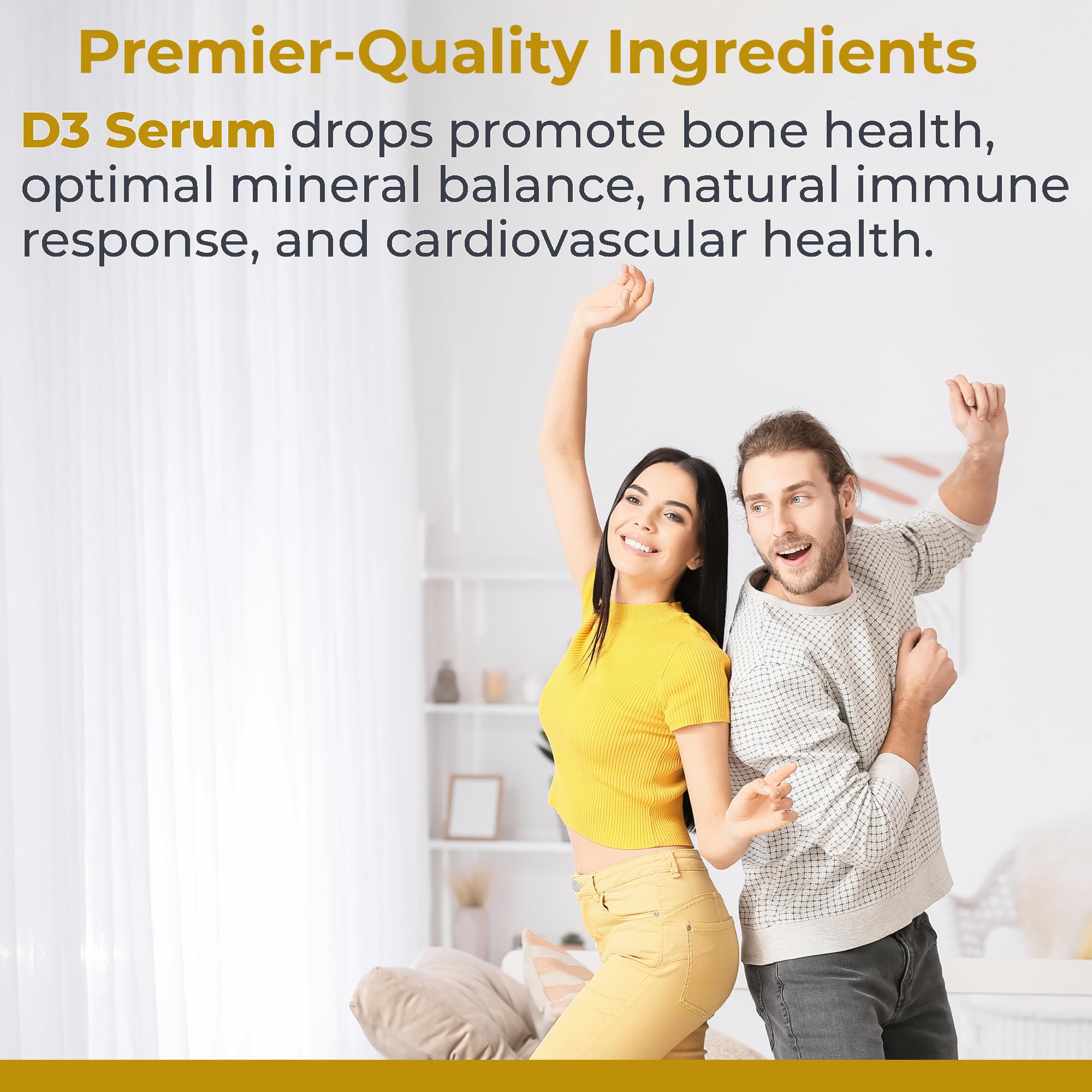 Premier Research Labs Vitamin D3 Serum olive oil base enhances absorption.