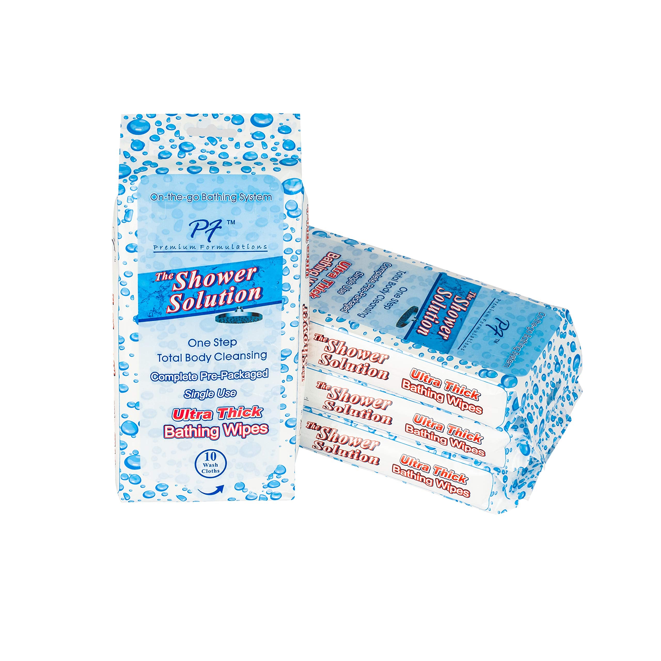 Premium Formulations Shower Solutions 40 wipes four-pack for convenient bath time.