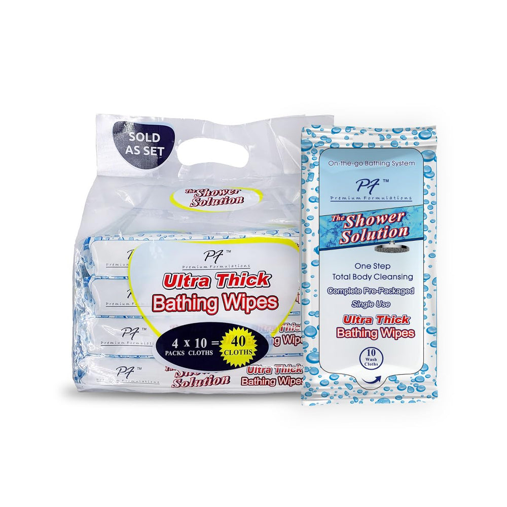 Premium Formulations Shower Solutions extra-large 8x8 inch wipes cover the body with ease.