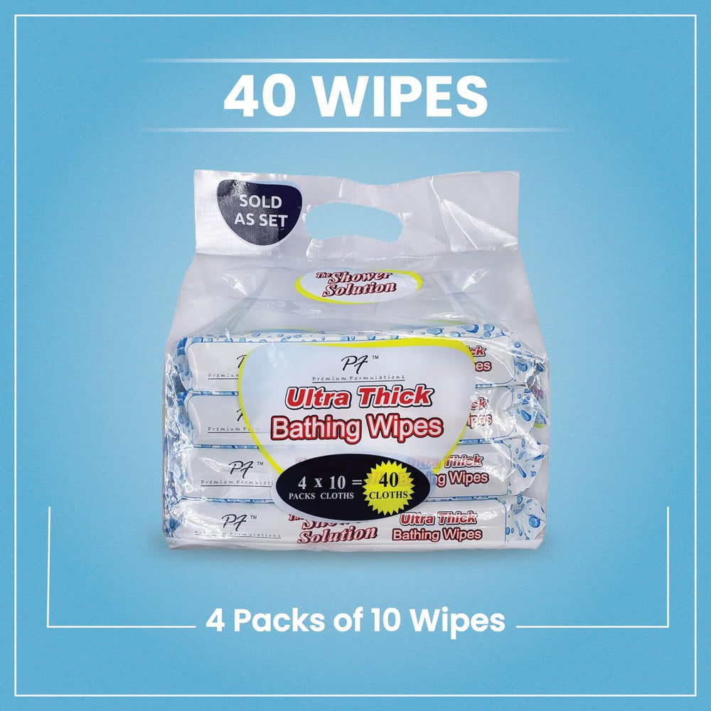 Premium Formulations Shower Solutions no-rinse design wipes for quick refreshment.