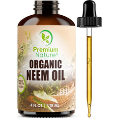 Premium Nature Neem Oil amber bottle for pure skin and hair nourishment.