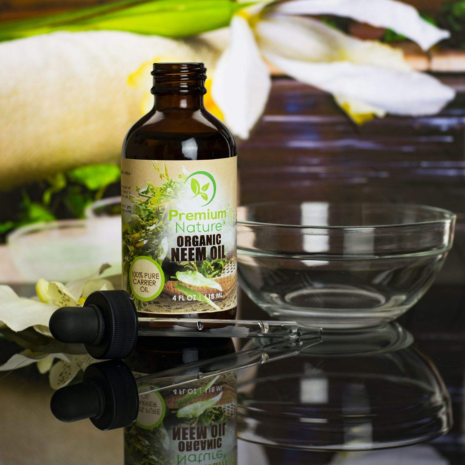 Premium Nature Neem Oil massage oil bottle ready for soothing body massage.