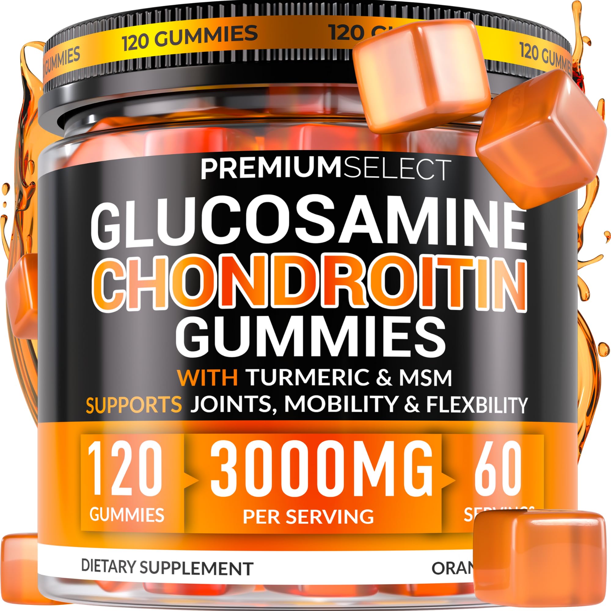 Premium Select Nutrition glucosamine chondroitin gummies bottle for vegan joint support.