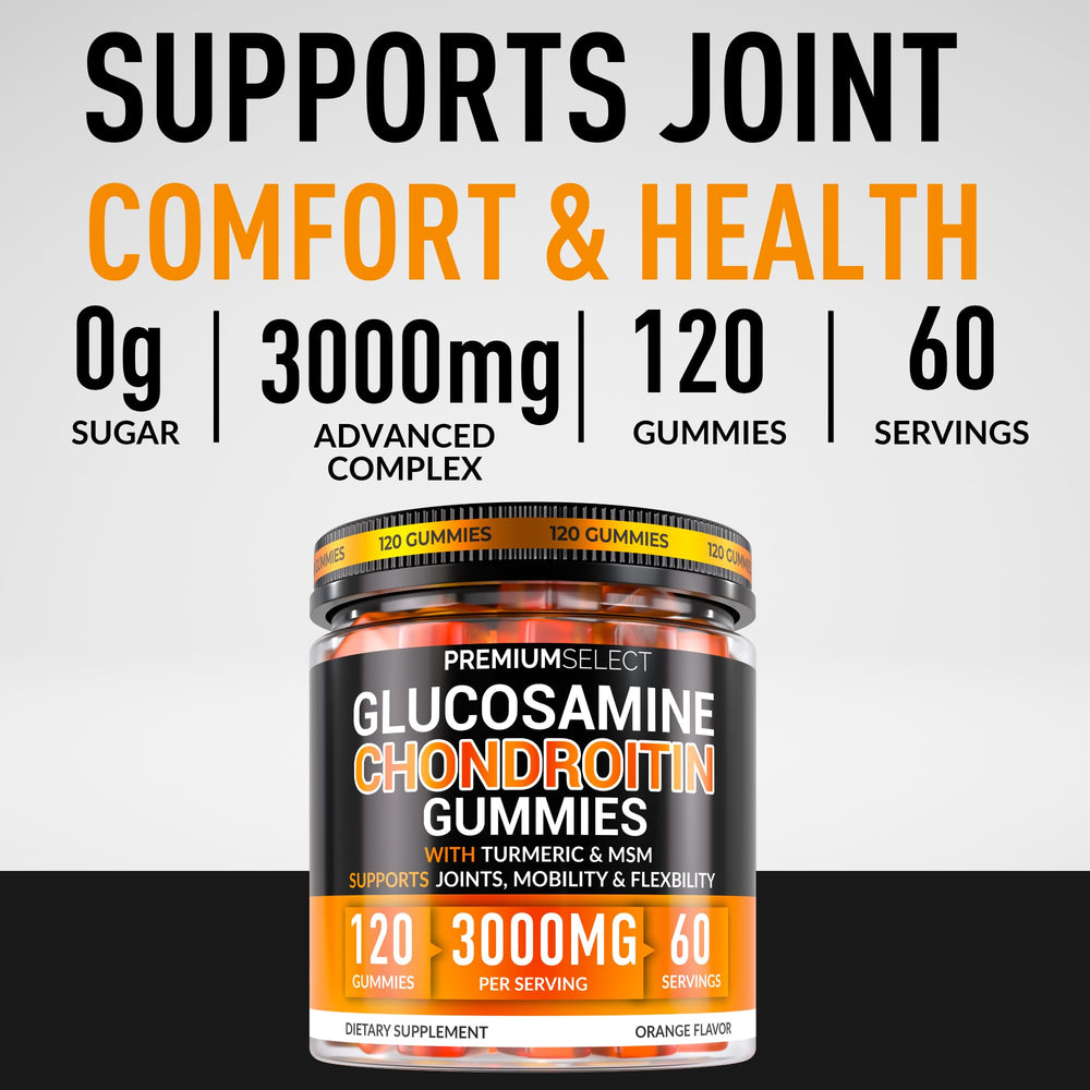 Premium Select Nutrition gummies being poured to show two gummies daily dosage.