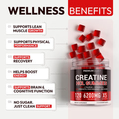Premium Select Nutrition Creatine HCL Gummies nutrition facts label for clean energy