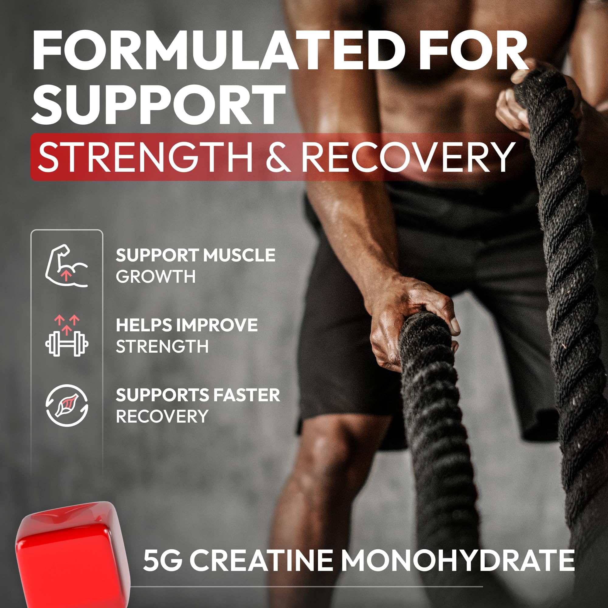 Premium Select Nutrition Creatine HCL Gummies bottle side with daily dosing guidance