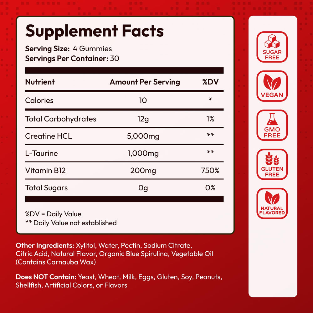 Premium Select Nutrition Creatine HCL Gummies during gym workouts for energy