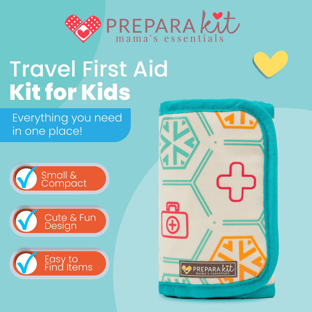 PreparaKit travel first aid kit for kids with a purse-ready, compact design.