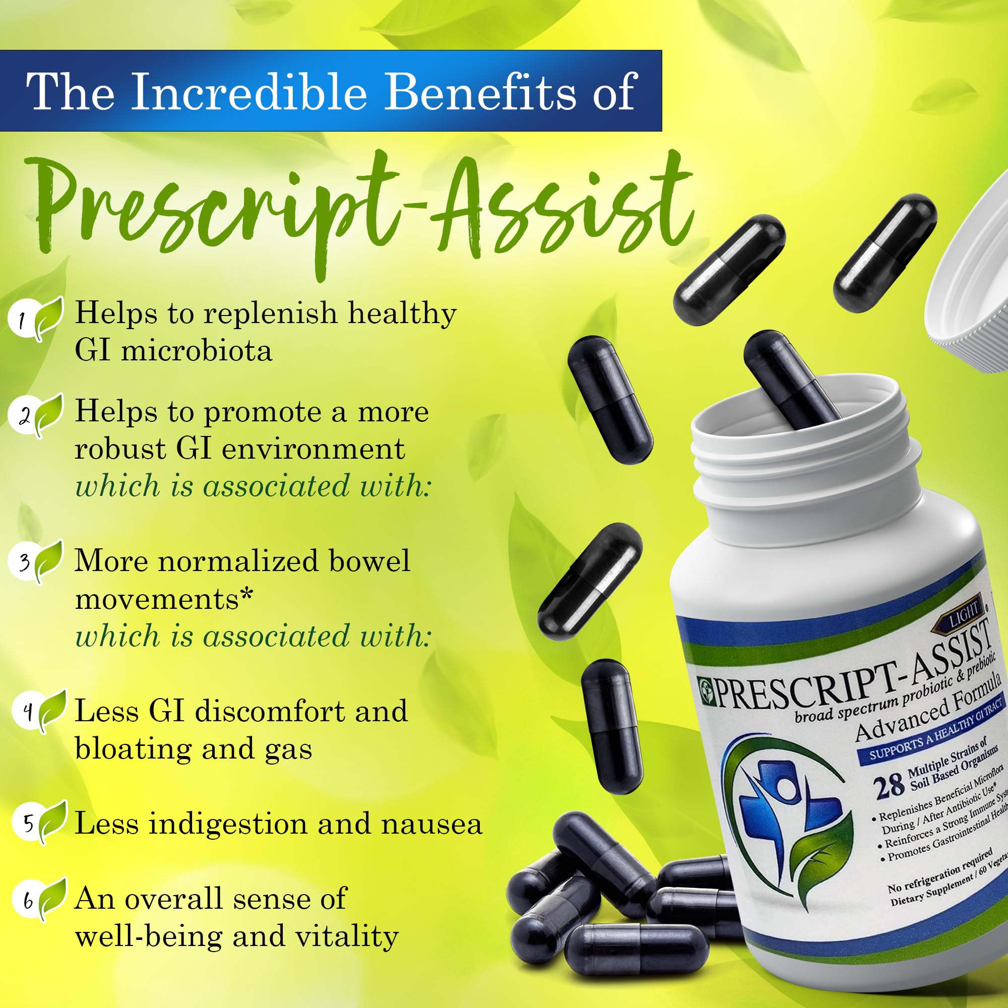 Prescript-Assist Light adults-dosing emphasizes daily digestive wellness.