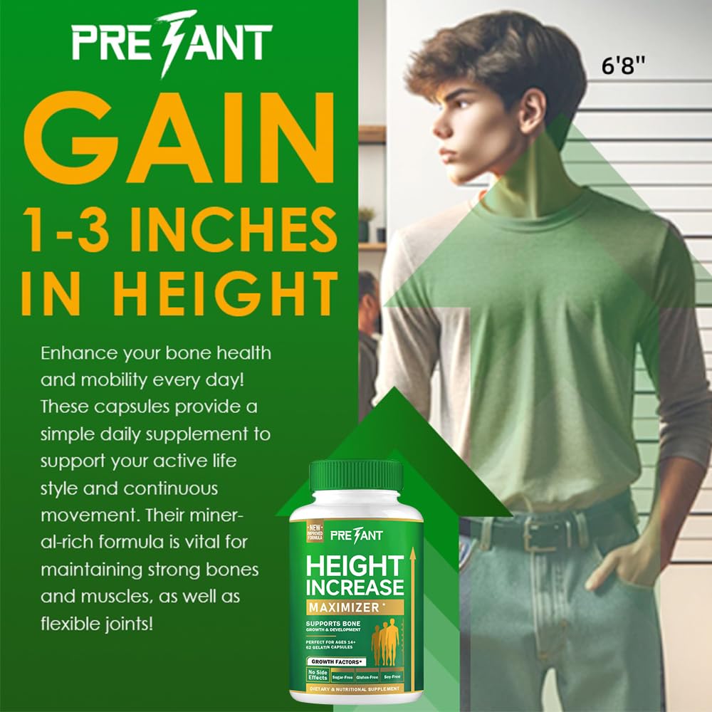 PRETANT Growth Capsules with water for daily intake and calcium absorption.