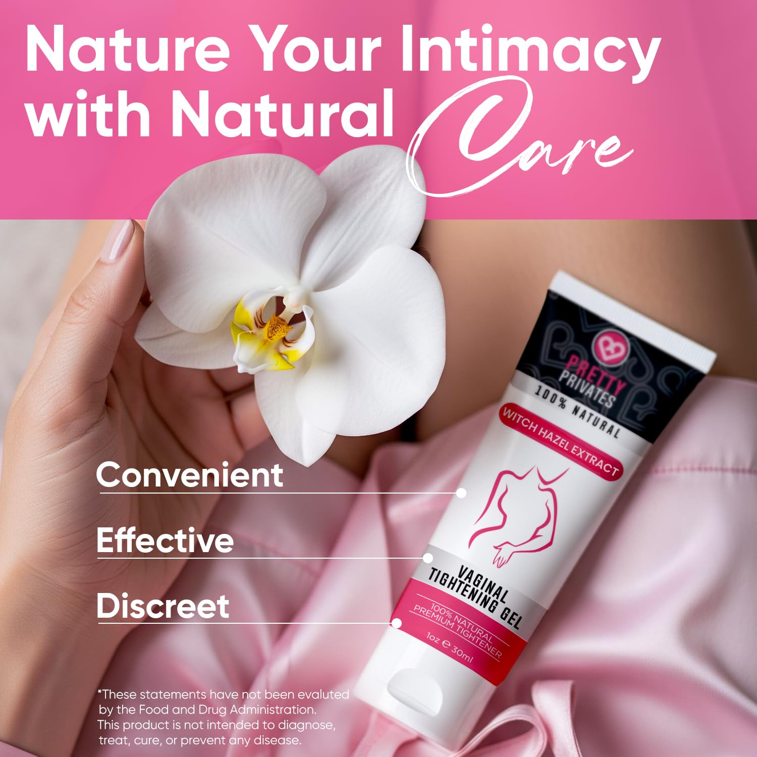 Pretty Privates hands apply product with circular massage for comfort.