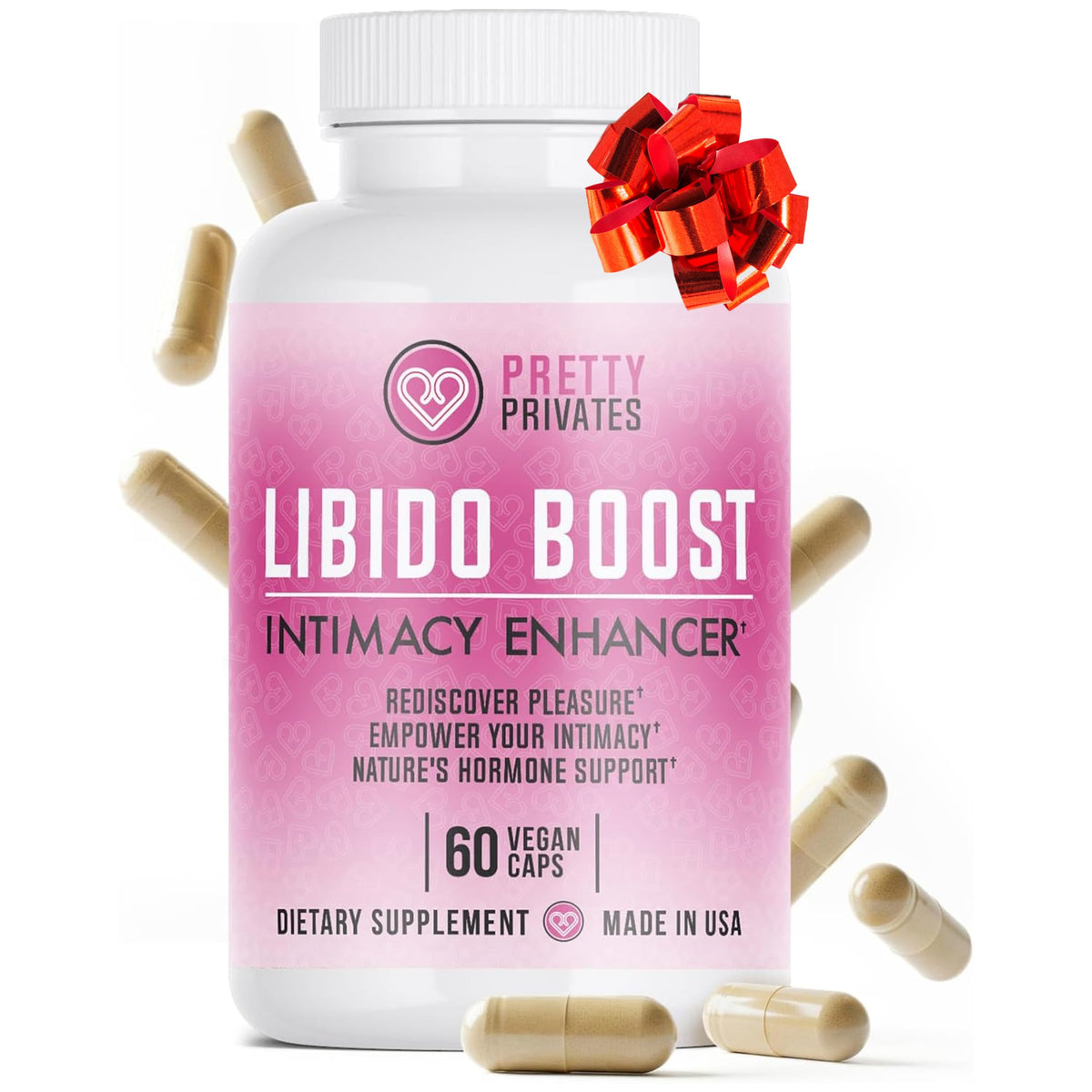Pretty Privates libido booster bottle front with natural formula for arousal support.