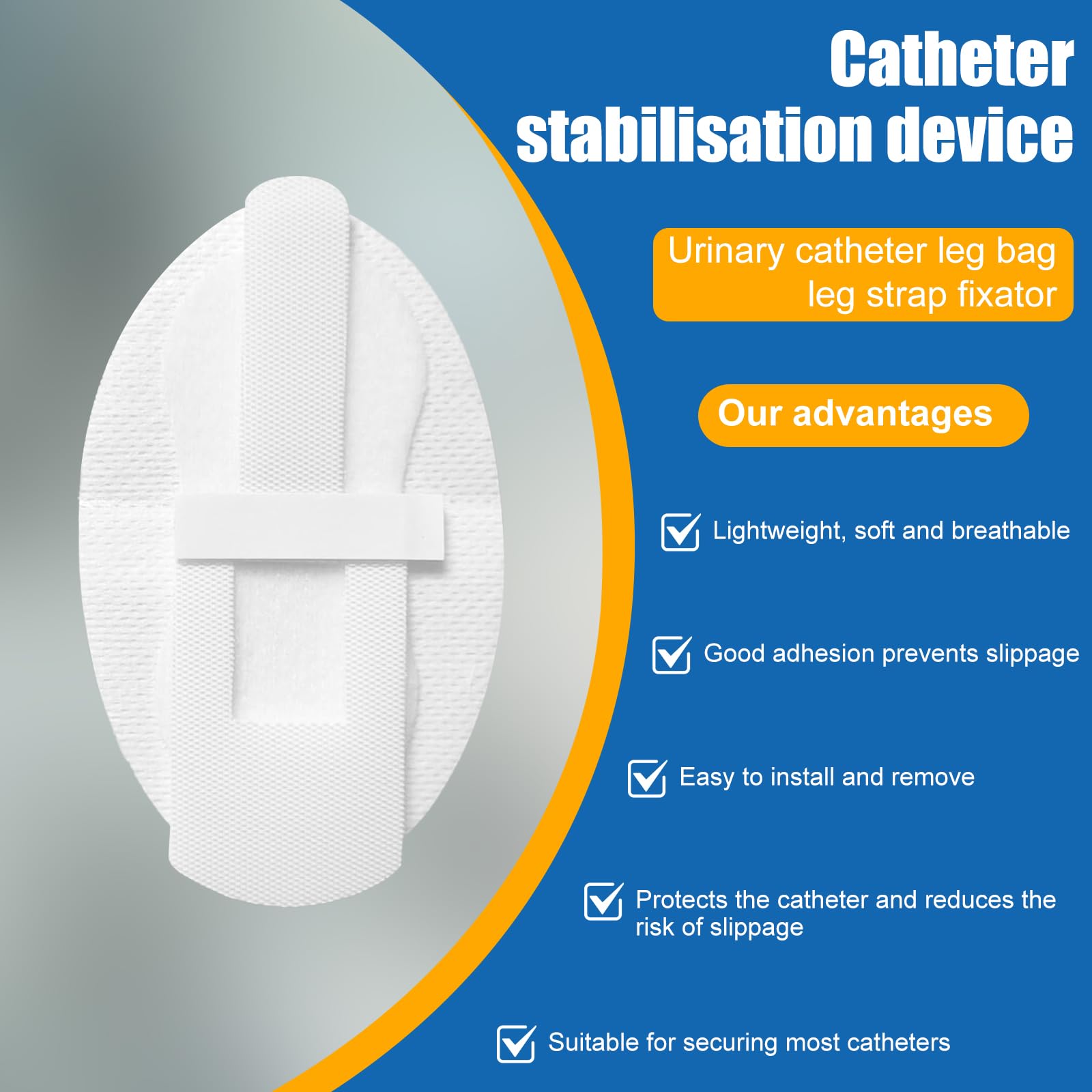 Pretwad self-high adhesive holder on skin highlights easy removal.