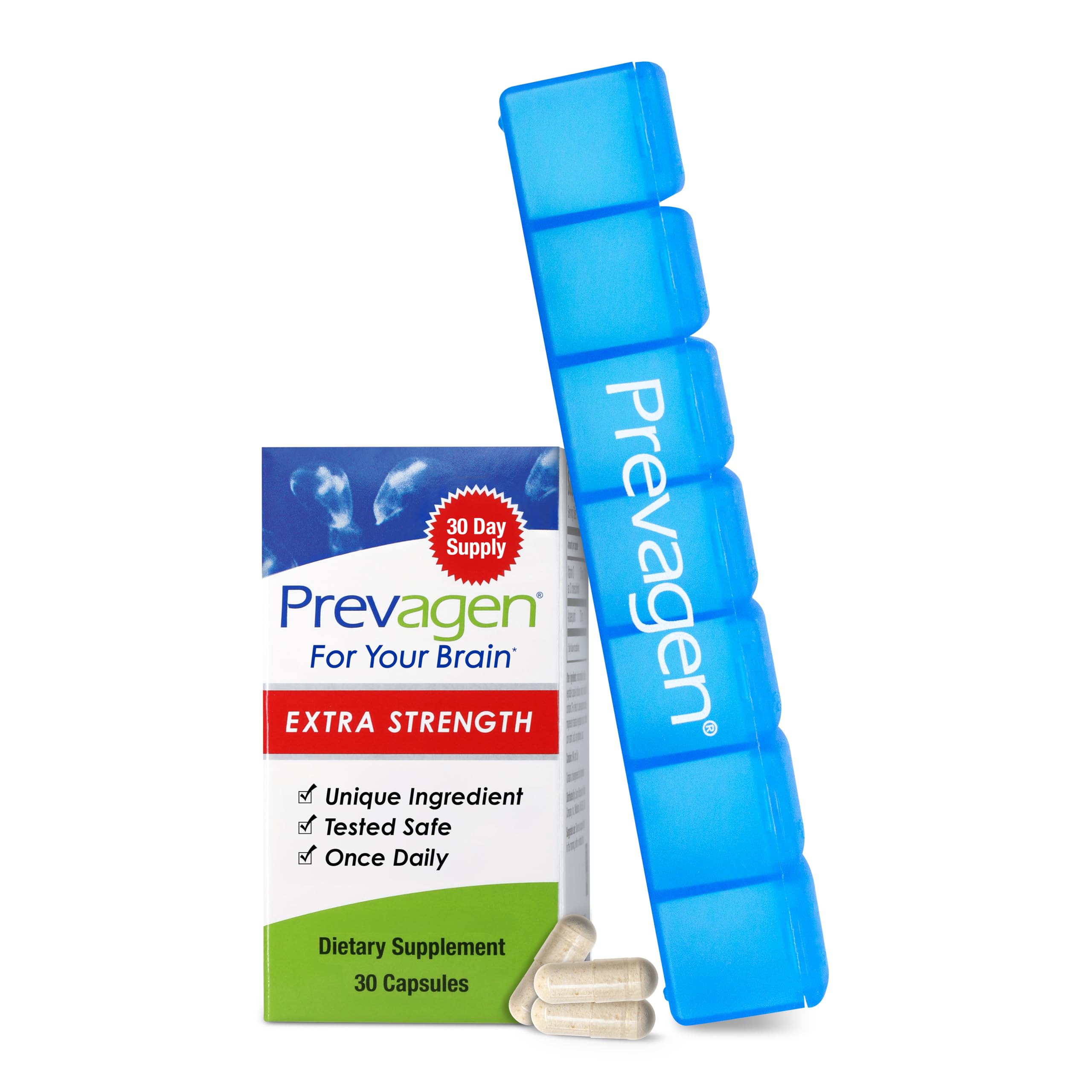 Prevagen Extra Strength bottle front showing brain-support formula.