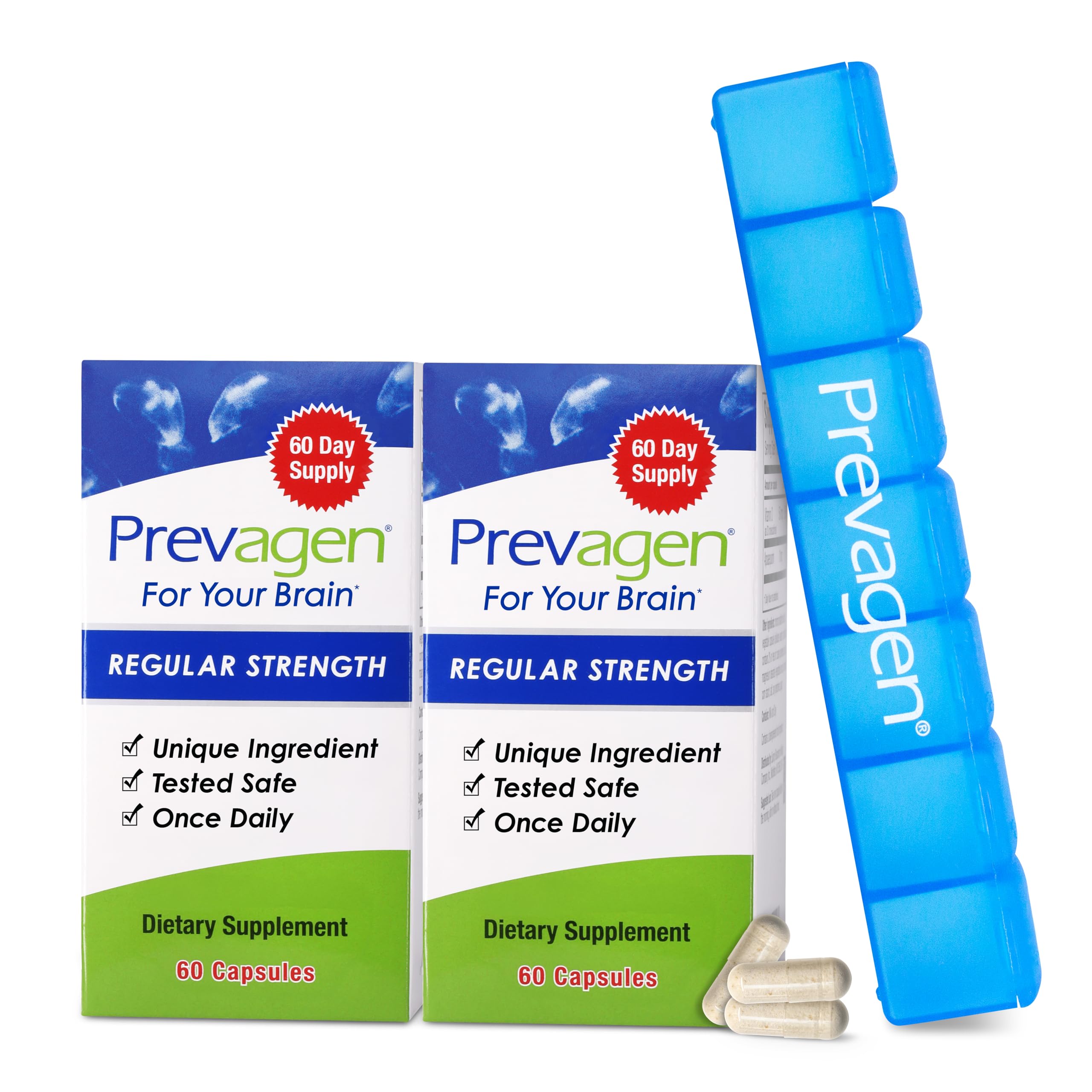 Prevagen Regular Strength bottle front view for daily brain wellness routine.