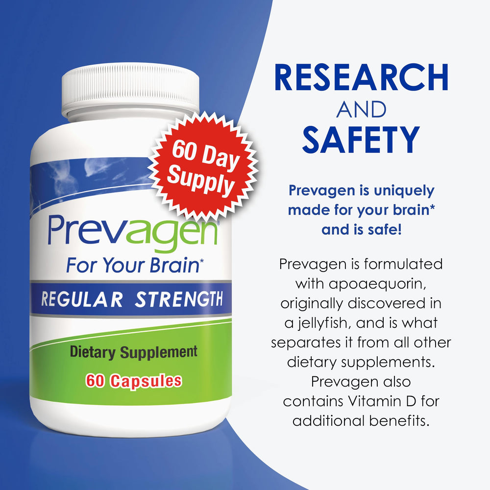 Prevagen Regular Strength bottle on morning desk.