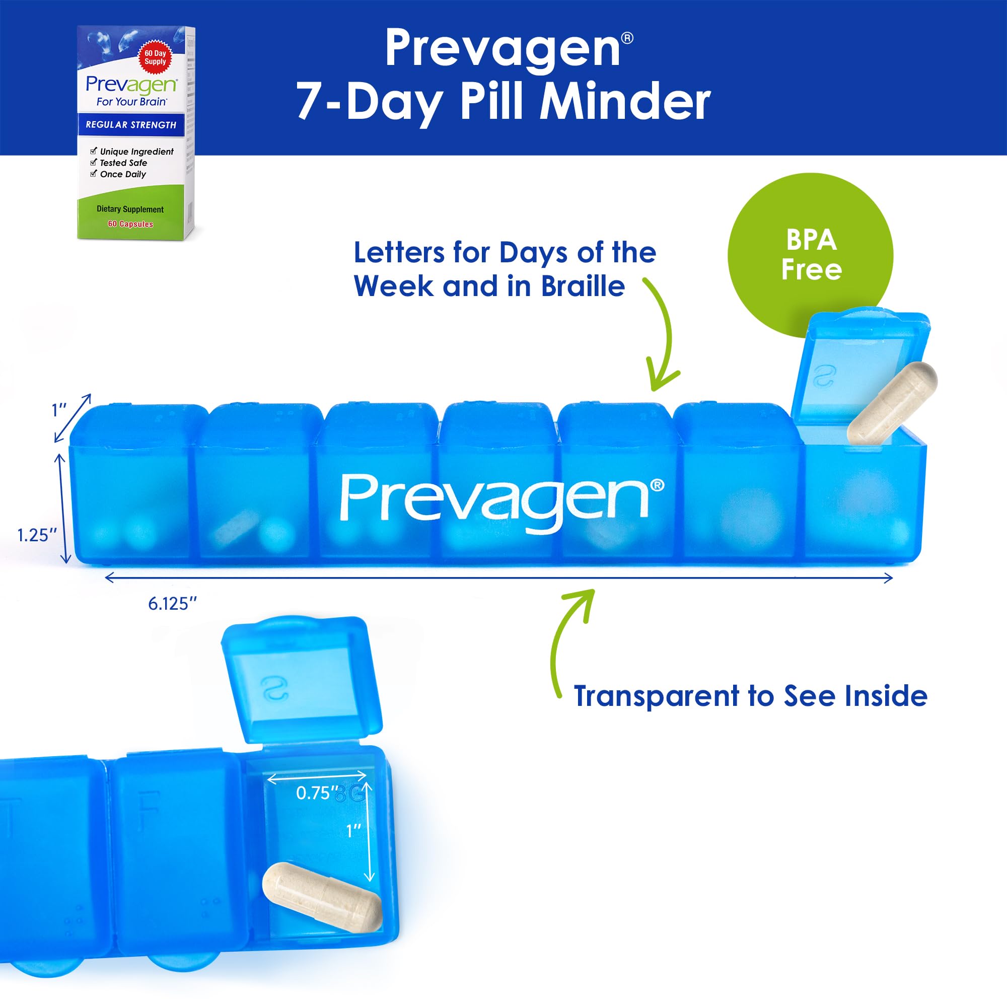 Prevagen Regular Strength capsules in close-up highlighting easy-to-swallow form