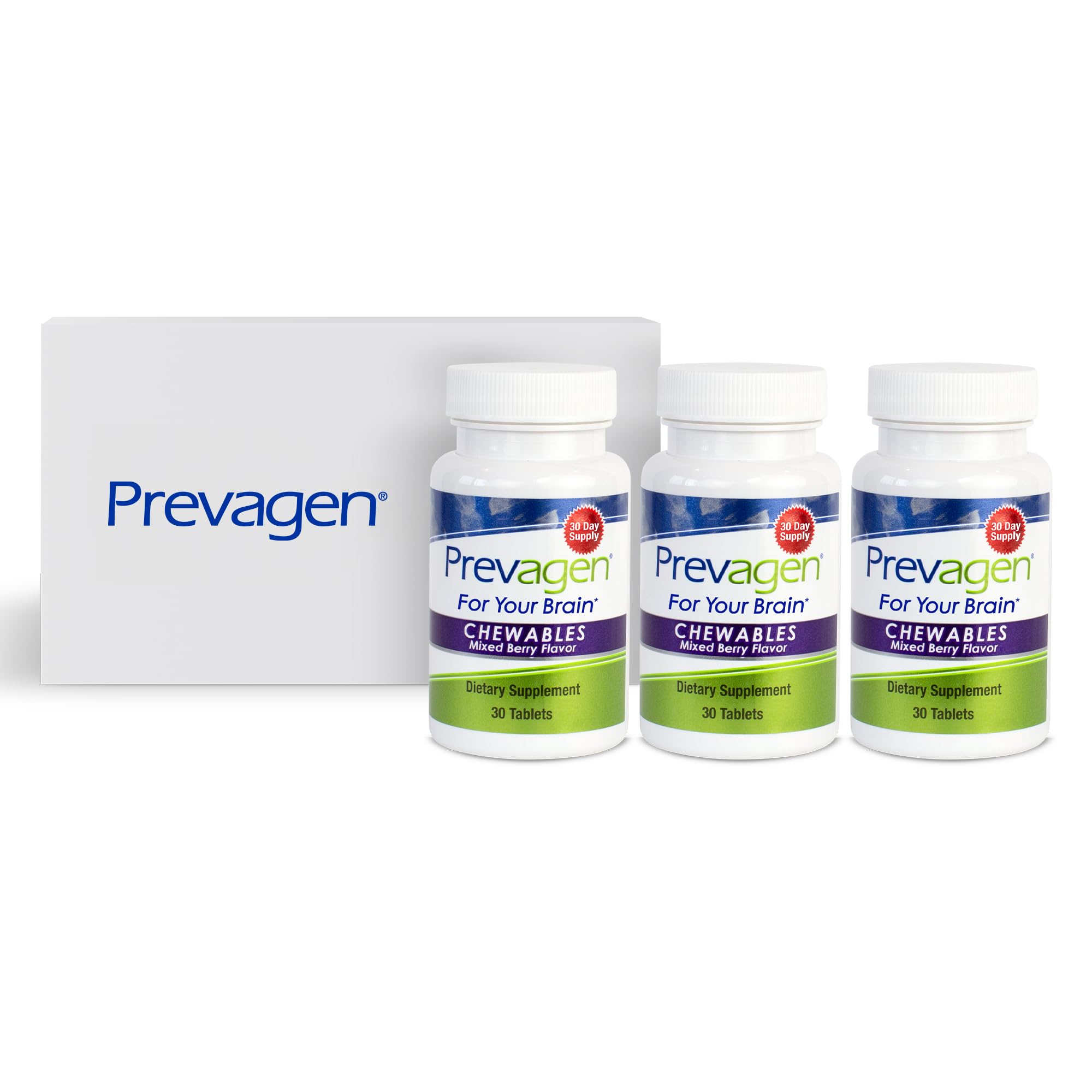 Prevagen Regular Strength mixed berry chewables bottle ready for daily brain support.