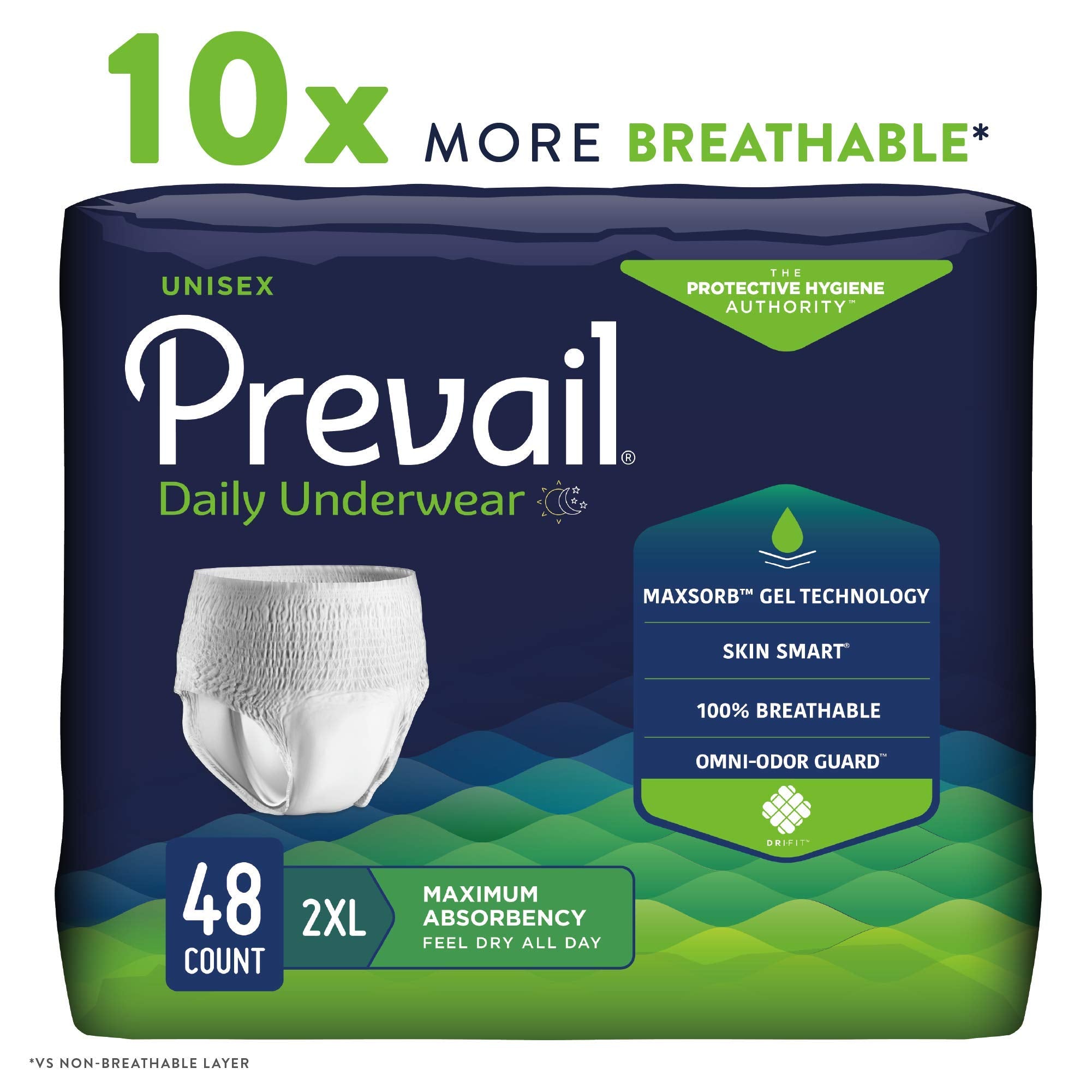 Prevail Daily Protective Underwear cloth-like outer cover emphasizing softness