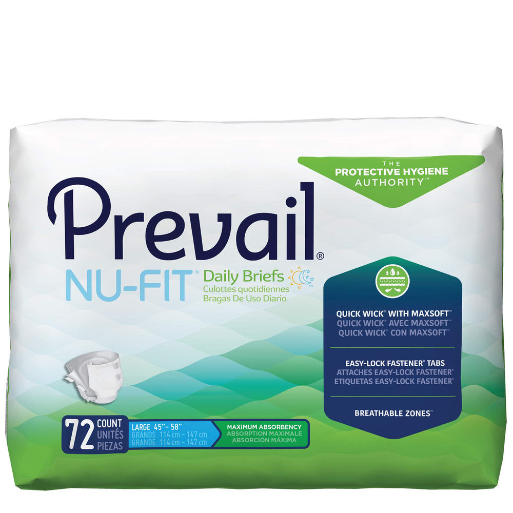 Prevail Nu-Fit Briefs with discreet-fit focus provide comfortable protection for all-day wear.