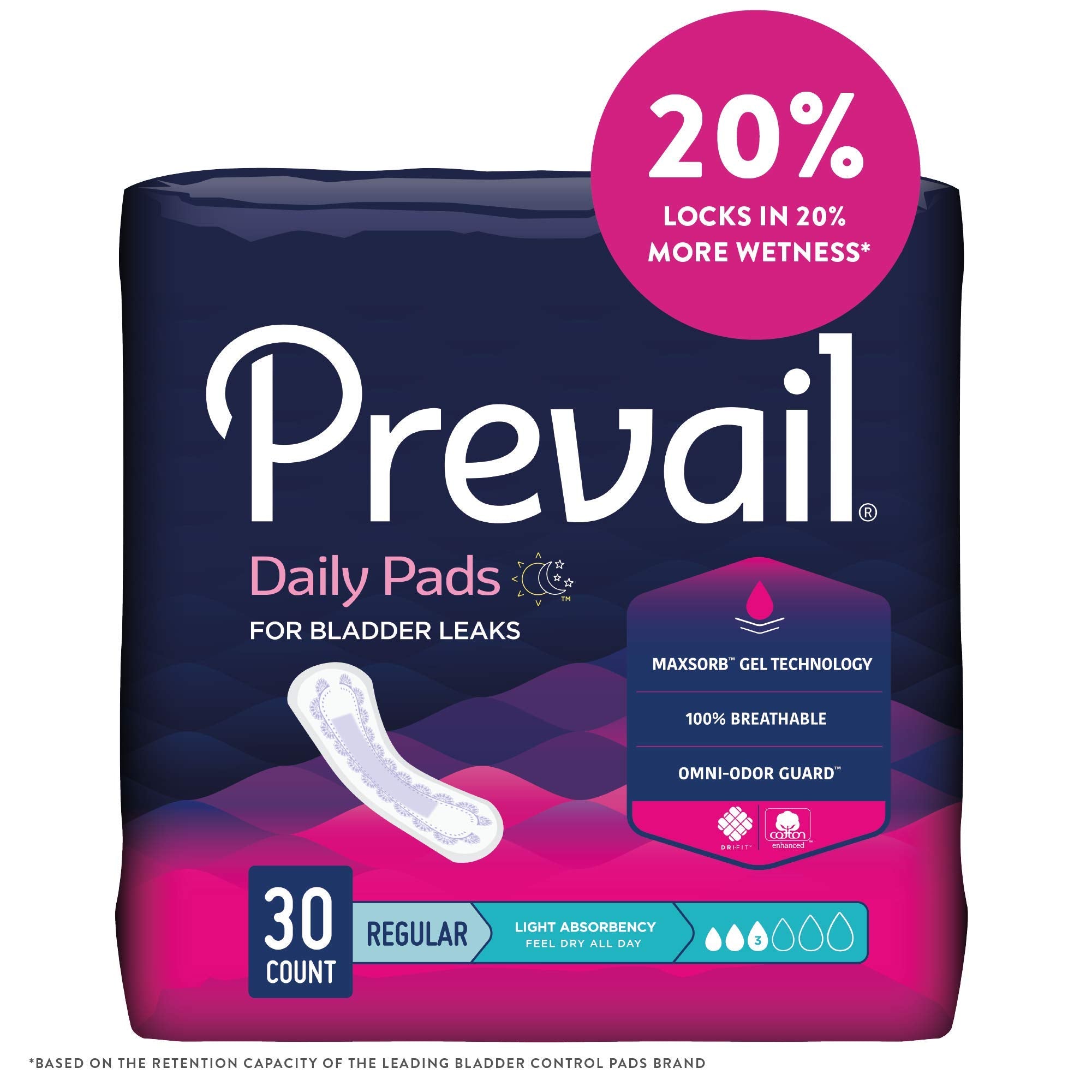 Prevail Proven Omni-Odor Guard neutralizes odors for confidence.