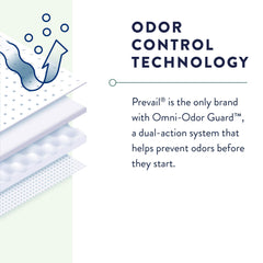 Prevail Odor Guard reduces odors for extended discreet wear.