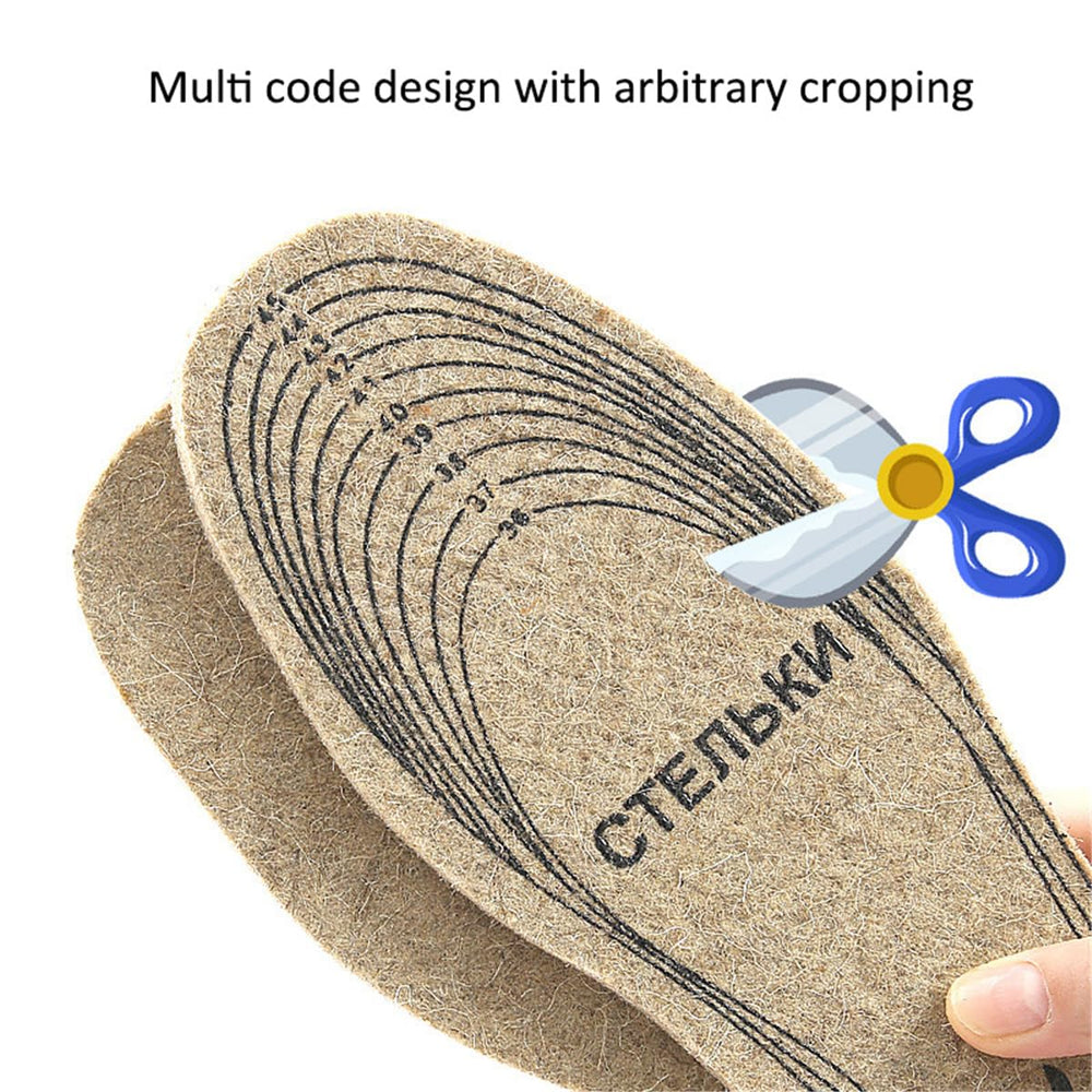 Price Xes wool felt insoles close-up fabric texture demonstrates durable, soft wool fibers.