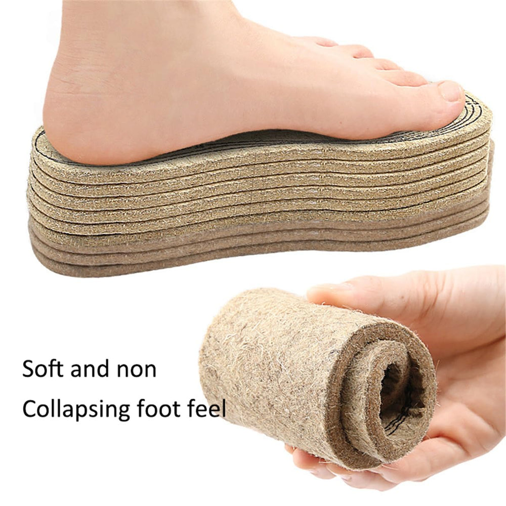Price Xes wool felt insoles cutting guide shows easy size trimming for a snug fit.