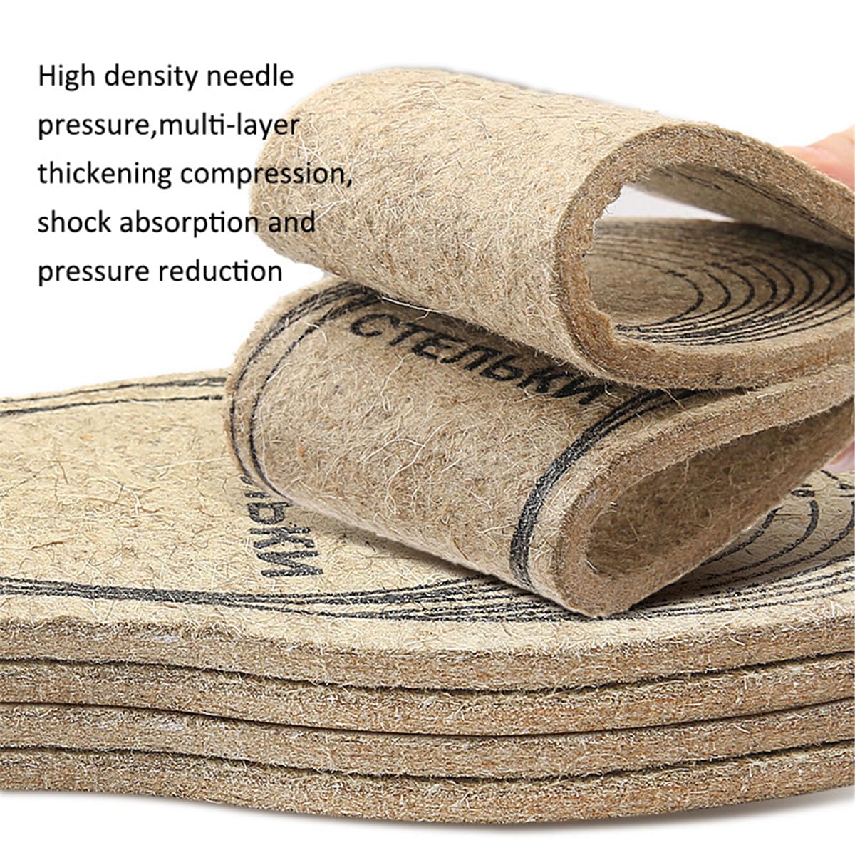 Price Xes wool felt insoles side view highlight lightweight warmth and breathable comfort for boots.