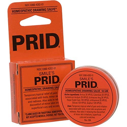 PRID Drawing Salve 18 g showing easy application to skin.