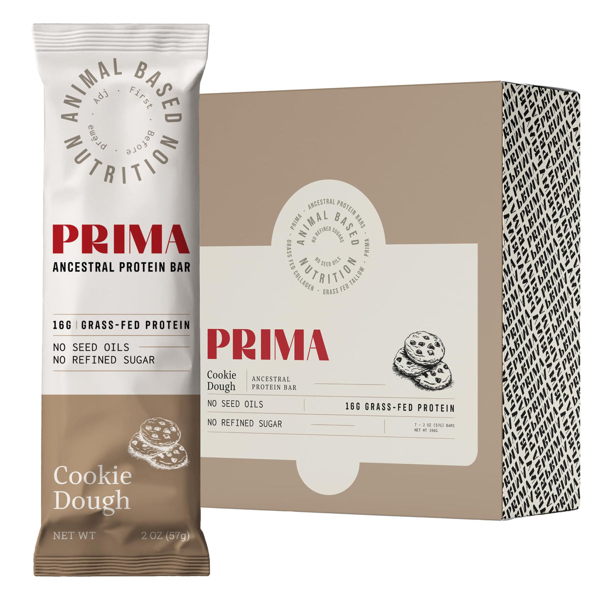 Prima Ancestral Protein Bar cookie dough pack for a convenient protein-rich snack.